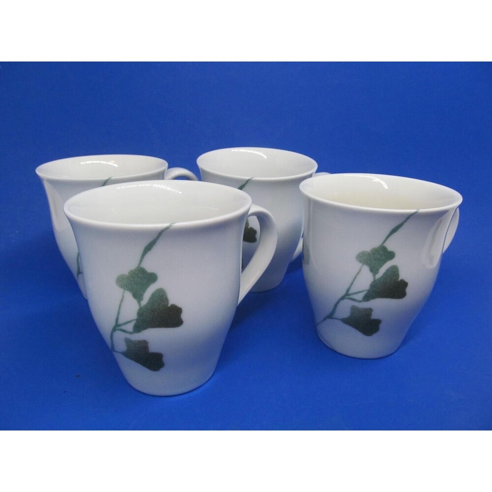 Dansk Whisperwoods Ginko Branch Set Of Four 4" Coffee Cups Mugs VGUC